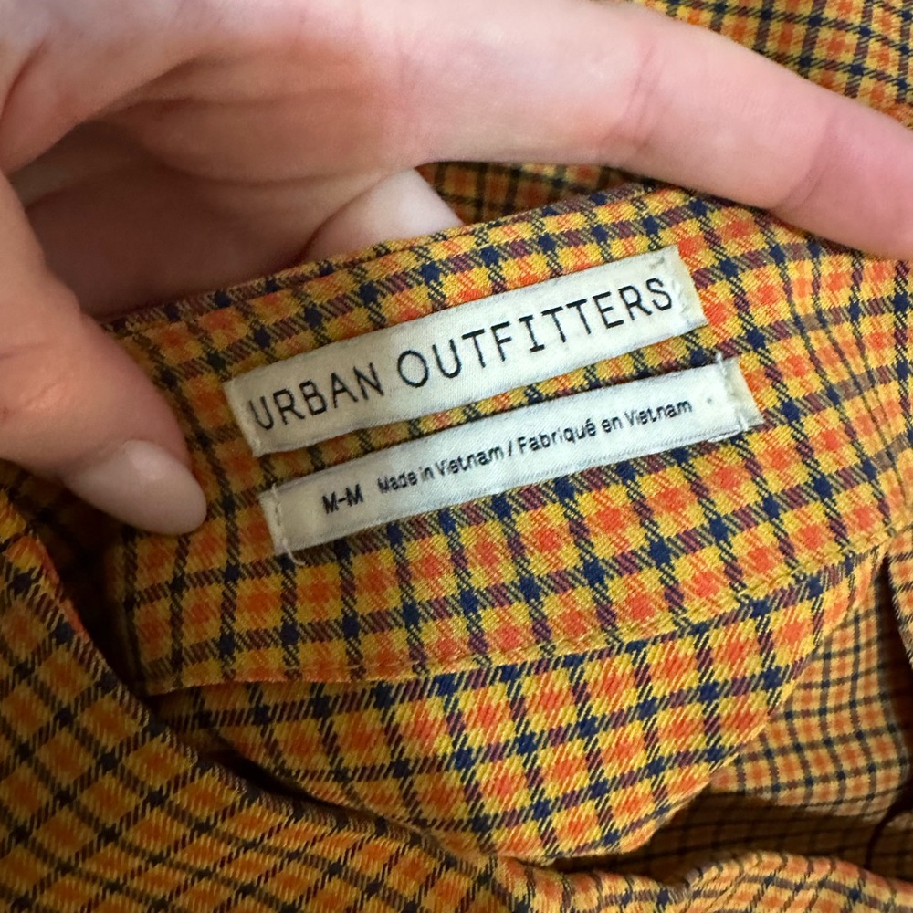 Urban Outfitters Yellow Plaid Notch Slit Skirt - size M - Picture 6 of 9